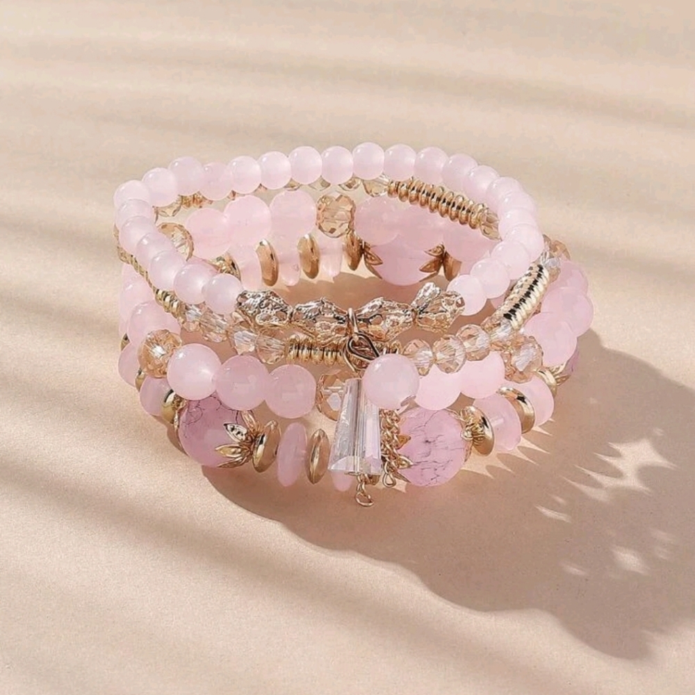 4 Pieces Crystal Beaded Bracelet
